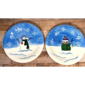 Sonoma "Button Up" Snowman Plates Set Of 2